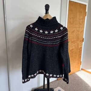 Chic Black and Red Women's Turtleneck Sweater